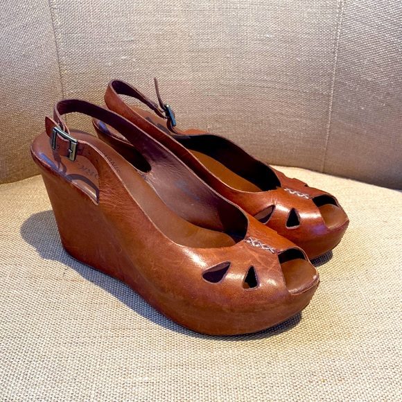 Kork Ease Wedges Leather Sandals Shoes Sz 7/38 - Picture 1 of 7